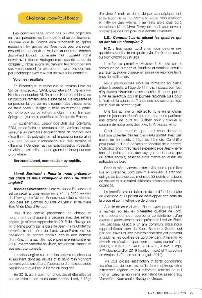 Du Val De Ronceveaux - ARTICLE CLUB NATIONAL DES BECASSIERS